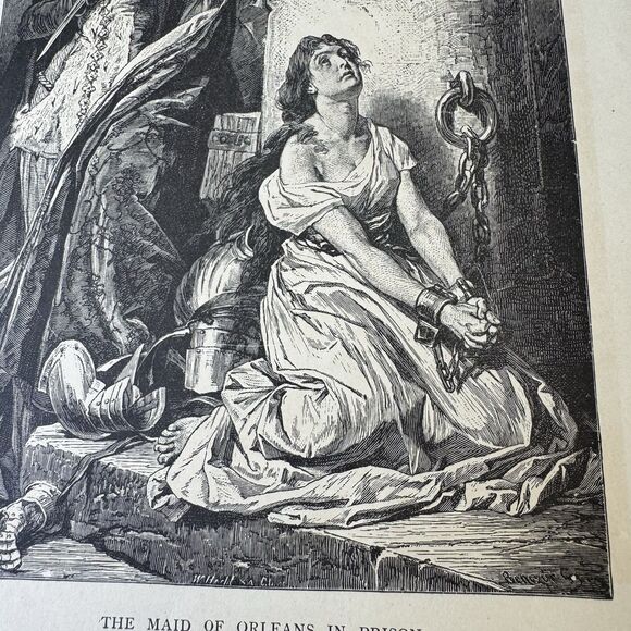 Maid Of Orleans Joan Of Arc 1882 Antique Engraving Print 8x11 - Picture 3 of 5